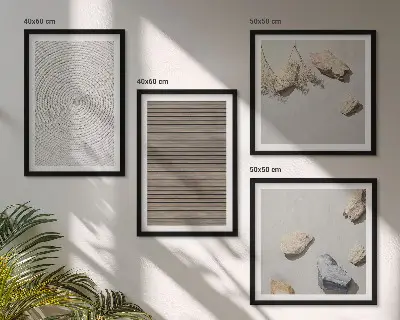 Wanddeko-Set natürliche Texturen mit Holz und Steinen