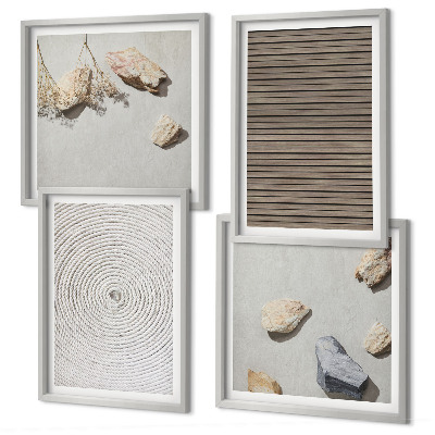 Wanddeko-set Natürliche Texturen Holz Steine
