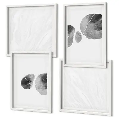 Abstrakte Kunst mit Farbspritzern als gerahmtes Polyptychon