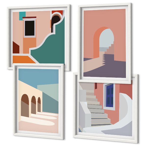 Wanddeko-set Minimalistische Pastellgrafiken
