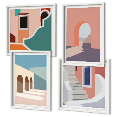 Wanddeko-set Minimalistische Pastellgrafiken