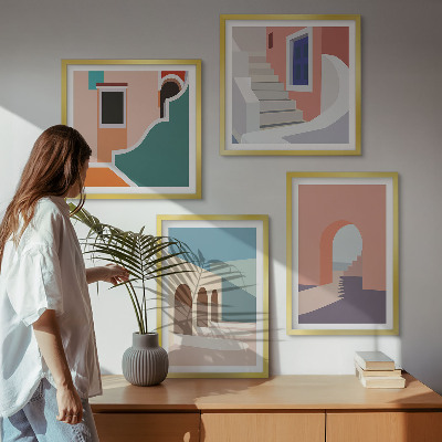 Wanddeko-set Minimalistische Pastellgrafiken