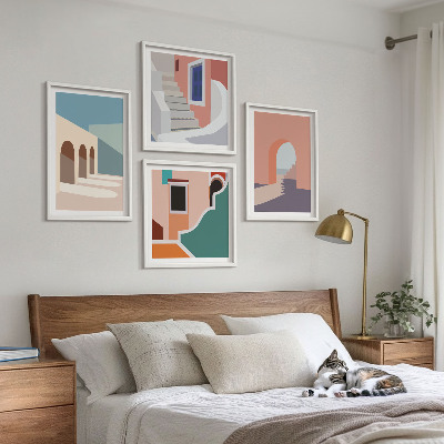 Wanddeko-set Minimalistische Pastellgrafiken