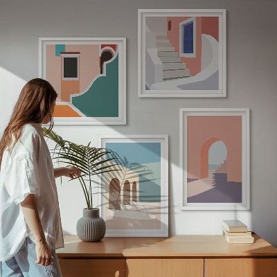 Wanddeko-set Minimalistische Pastellgrafiken