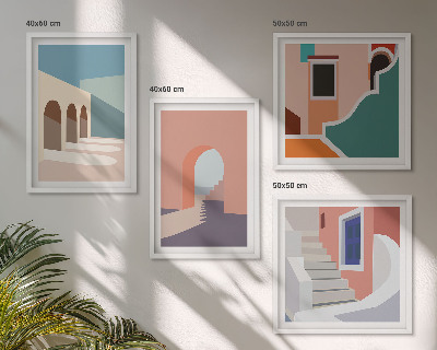 Wanddeko-set Minimalistische Pastellgrafiken
