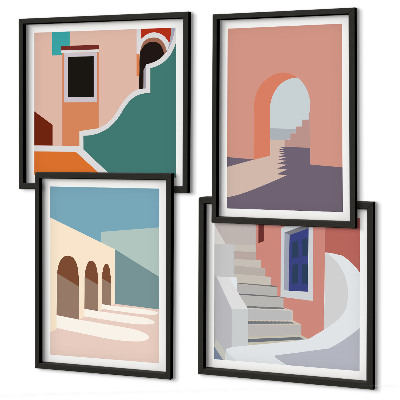 Wanddeko-set Minimalistische Pastellgrafiken