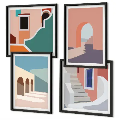 Wanddeko-Set mit minimalistischen Pastellgrafiken