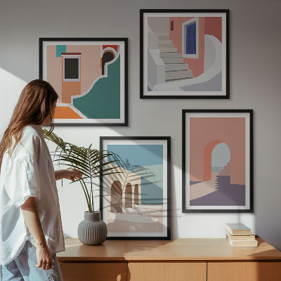 Wanddeko-set Minimalistische Pastellgrafiken