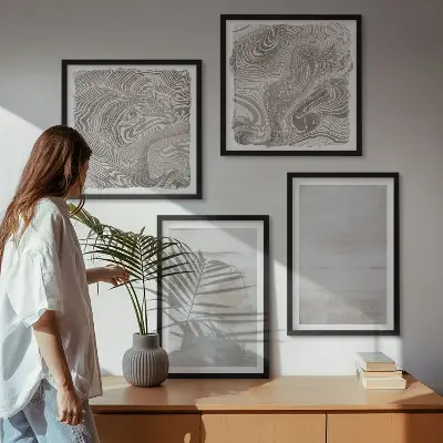 Polyptychon mit Rahmen in modernem Stil mit abgenutzten Texturen