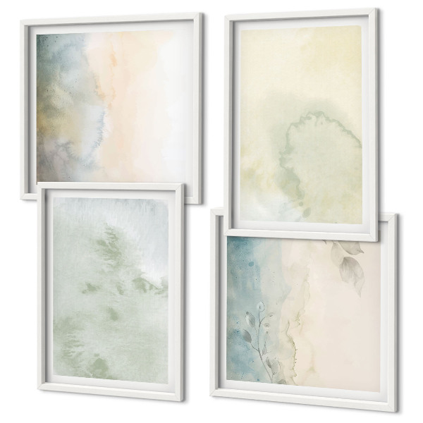 Wanddeko-set Pastellfarbene Aquarell-Leinwandtextur