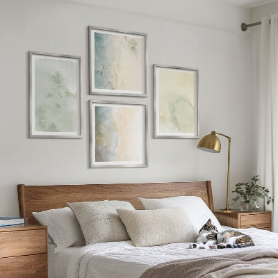 Wanddeko-set Pastellfarbene Aquarell-Leinwandtextur