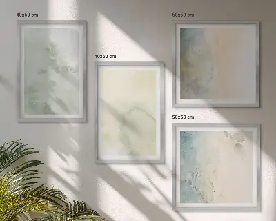 Wanddeko-Set mit pastellfarbener Aquarell-Leinwandtextur