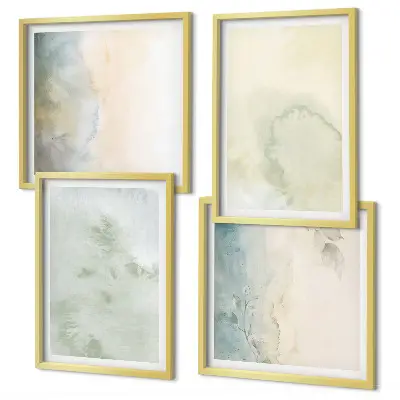 Wanddeko-Set mit pastellfarbener Aquarell-Leinwandtextur