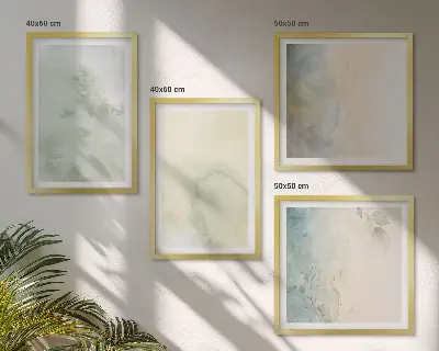 Wanddeko-Set mit pastellfarbener Aquarell-Leinwandtextur