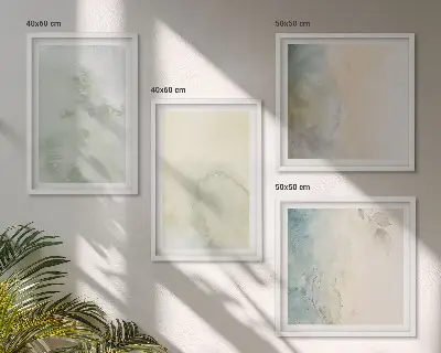 Wanddeko-Set mit pastellfarbener Aquarell-Leinwandtextur
