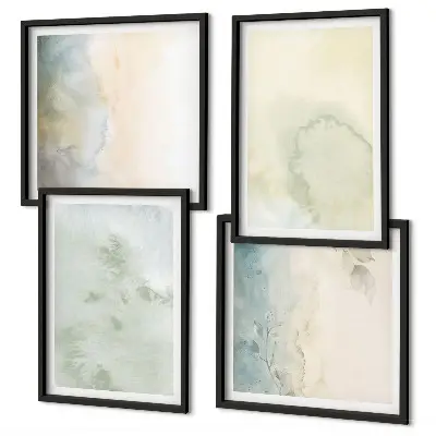 Wanddeko-Set mit pastellfarbener Aquarell-Leinwandtextur