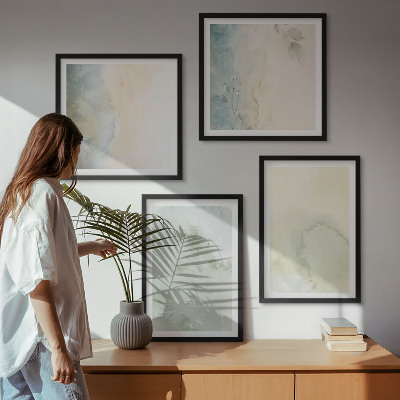 Wanddeko-set Pastellfarbene Aquarell-Leinwandtextur