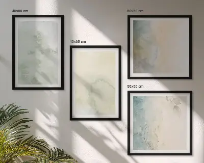 Wanddeko-Set mit pastellfarbener Aquarell-Leinwandtextur