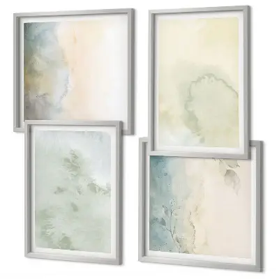 Wanddeko-Set mit pastellfarbener Aquarell-Leinwandtextur