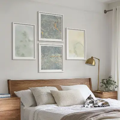 Wanddeko-Set mit Pastellfarben auf Aquarellleinwand