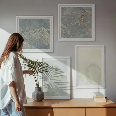 Wanddeko-Set mit Pastellfarben auf Aquarellleinwand