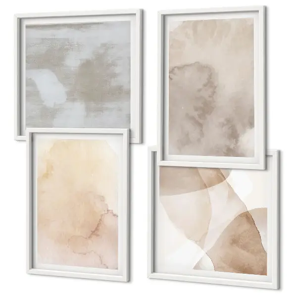 Warme Aquarell-Pastelltexturen als gerahmtes Polyptychon
