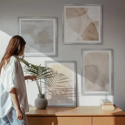 Warme Aquarell-Pastelltexturen als gerahmtes Polyptychon