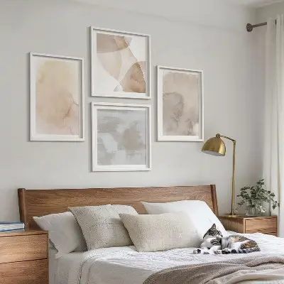 Warme Aquarell-Pastelltexturen als gerahmtes Polyptychon