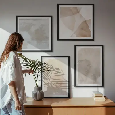 Warme Aquarell-Pastelltexturen als gerahmtes Polyptychon