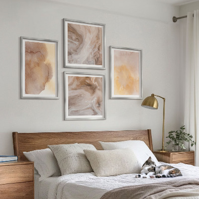 Wanddeko-set Warme Aquarellfarben auf Leinwand