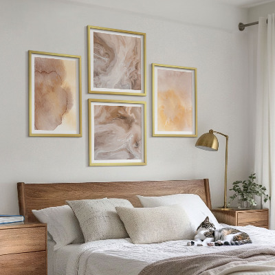 Wanddeko-set Warme Aquarellfarben auf Leinwand