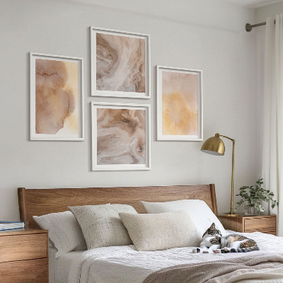 Wanddeko-set Warme Aquarellfarben auf Leinwand