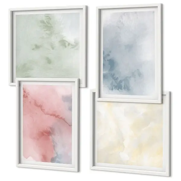 Wanddeko-Set mit Aquarellfarben in Pastelltönen