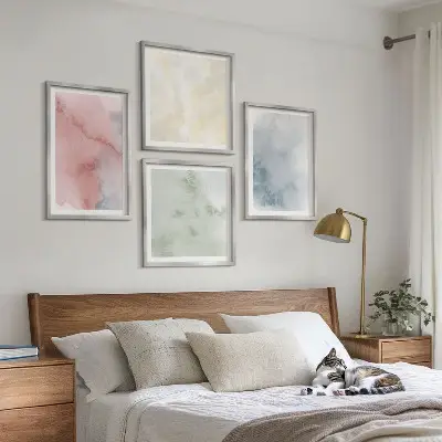 Wanddeko-Set mit Aquarellfarben in Pastelltönen