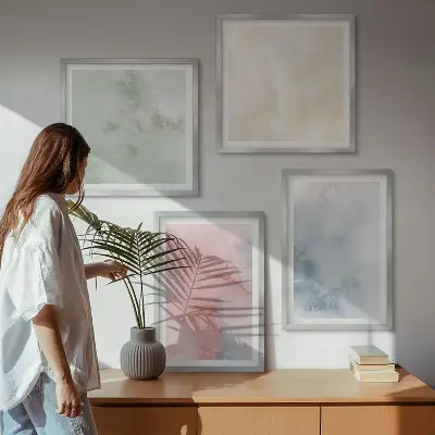 Wanddeko-Set mit Aquarellfarben in Pastelltönen