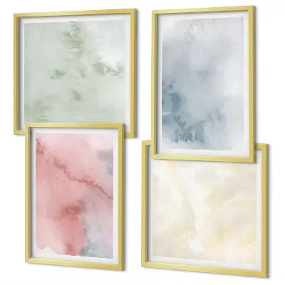 Wanddeko-Set mit Aquarellfarben in Pastelltönen