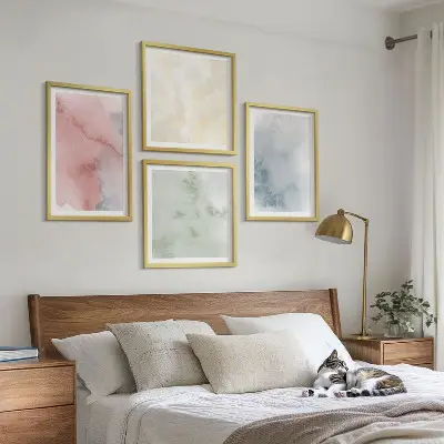 Wanddeko-Set mit Aquarellfarben in Pastelltönen