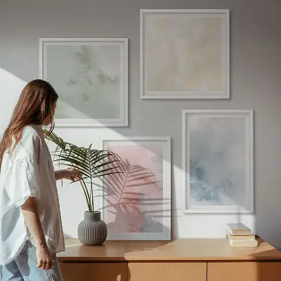 Wanddeko-Set mit Aquarellfarben in Pastelltönen