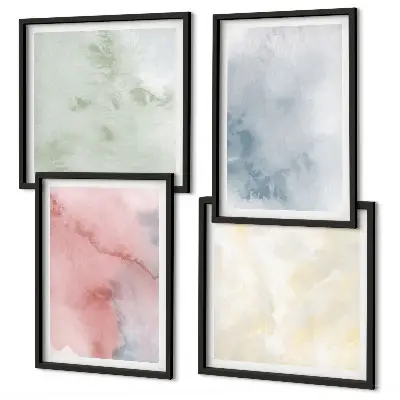 Wanddeko-Set mit Aquarellfarben in Pastelltönen