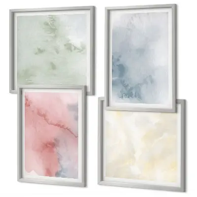 Wanddeko-Set mit Aquarellfarben in Pastelltönen