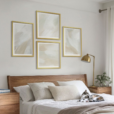 Polyptychon mit rahmen Abstrakte Pinselmalerei auf Leinwand