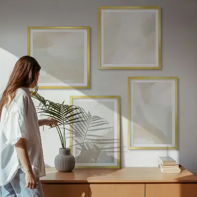 Abstrakte Pinselmalerei auf Leinwand als gerahmtes Polyptychon