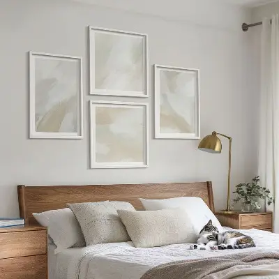 Abstrakte Pinselmalerei auf Leinwand als gerahmtes Polyptychon