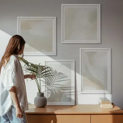 Abstrakte Pinselmalerei auf Leinwand als gerahmtes Polyptychon