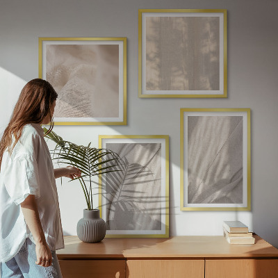 Polyptychon mit rahmen Nahaufnahme von natürlichen Boho-Stoffen