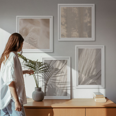 Polyptychon mit rahmen Nahaufnahme von natürlichen Boho-Stoffen
