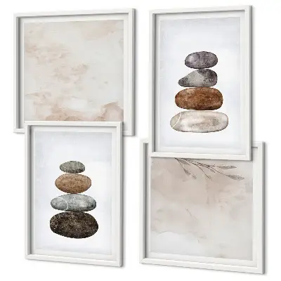 Wanddeko-Set mit Steinstapel-Boho-Malerei