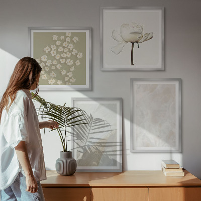 Polyptychon mit rahmen Blumen, modische Boho-Texturen