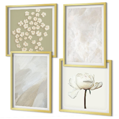 Polyptychon mit rahmen Blumen, modische Boho-Texturen