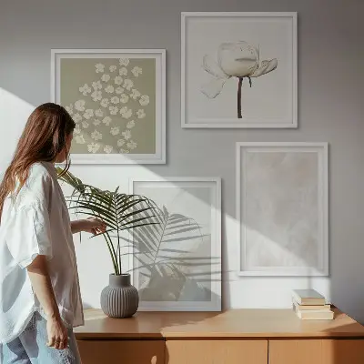 Polyptychon mit Rahmen mit floralen Boho-Texturen
